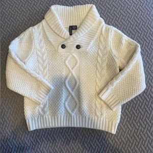 Janie and Jack. Ivory cable knit shawl collar pullover sweater